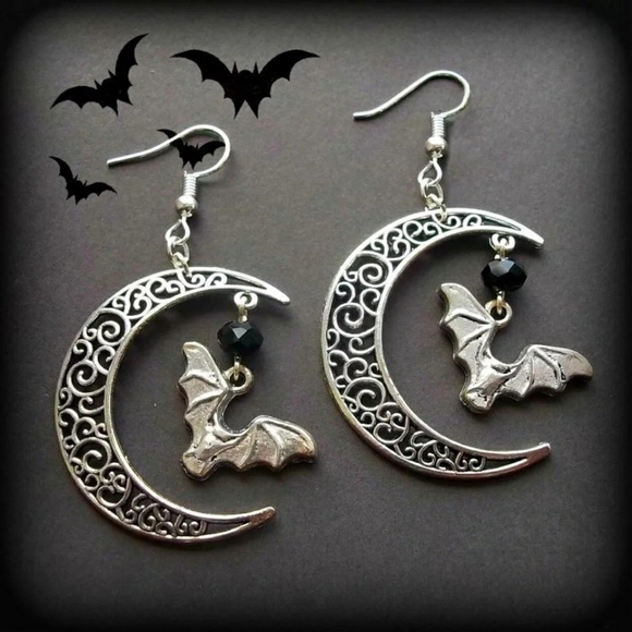 * SOLD OUT* Moon Bat Dangle Earrings - Picture 5 of 5